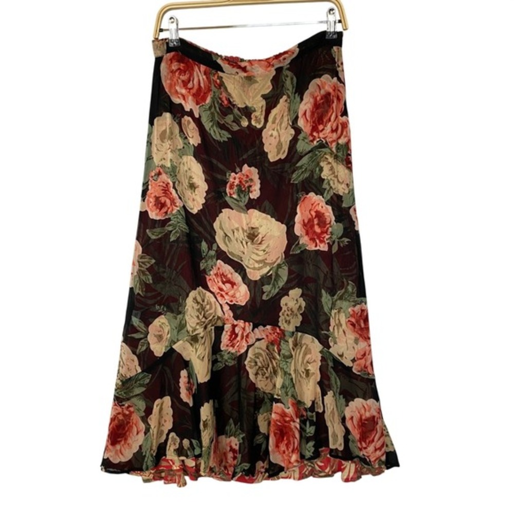 Sarah Arizona Romantic Cottagecore Reversible Dark Floral Midi Skirt Women LP - Picture 11 of 11